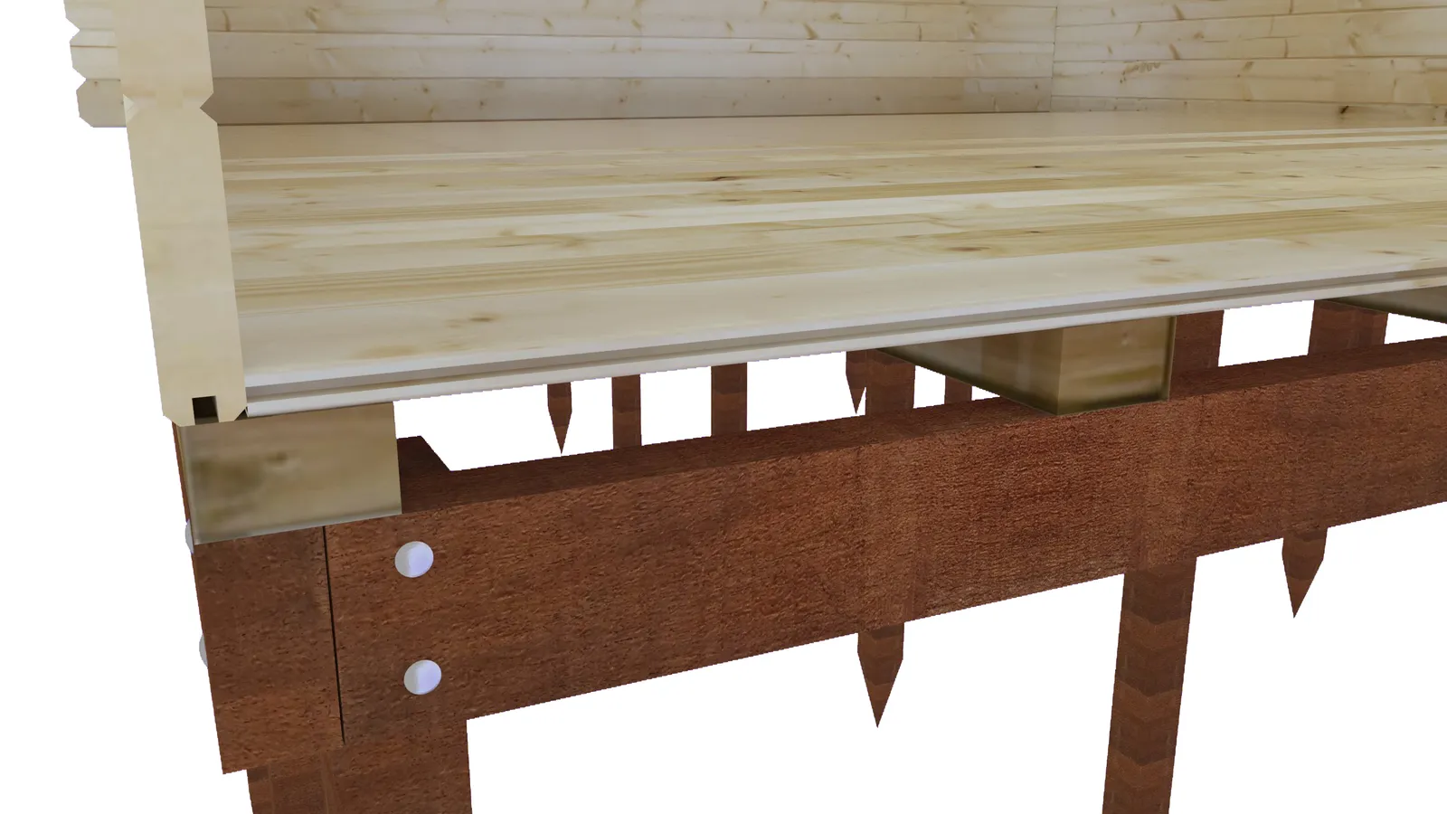 Paalfundering met hardhouten buitenring, wanden en vloer